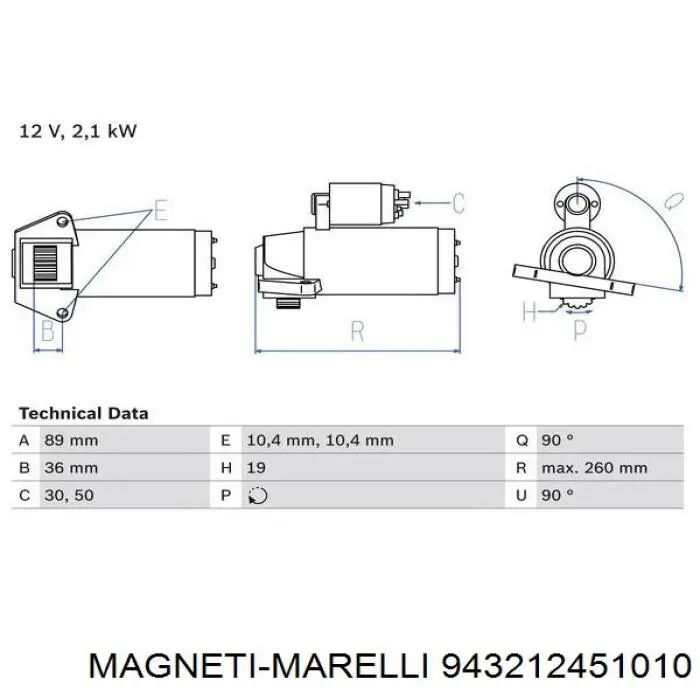 Motor de arranque 943212451010 Magneti Marelli