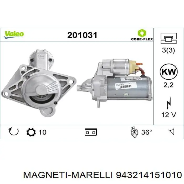 Стартер 943214151010 Magneti Marelli