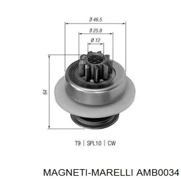 AMB0034 Magneti Marelli roda-livre do motor de arranco