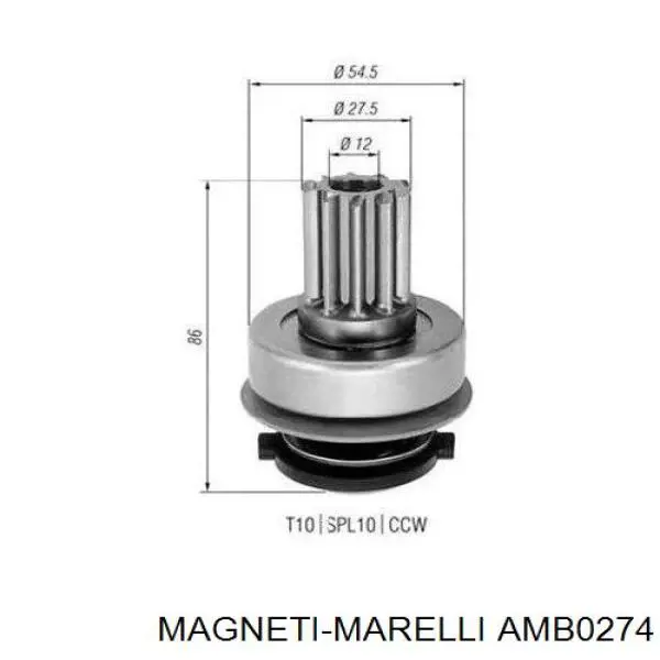 Бендикс стартера AMB0274 Magneti Marelli