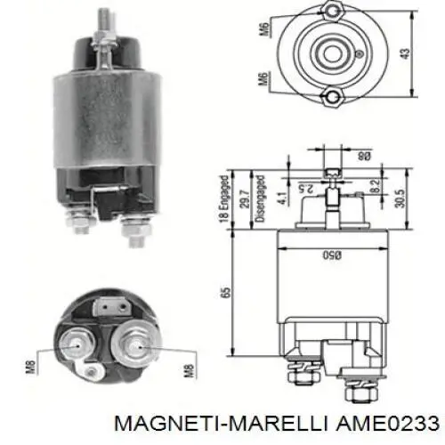 AME0233 Magneti Marelli реле втягивающее стартера