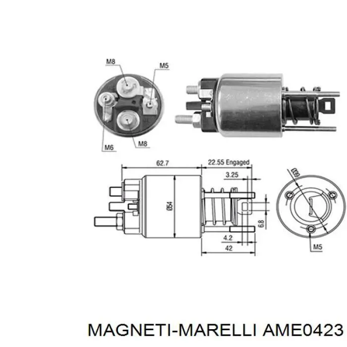 Втягивающее реле стартера AME0423 Magneti Marelli