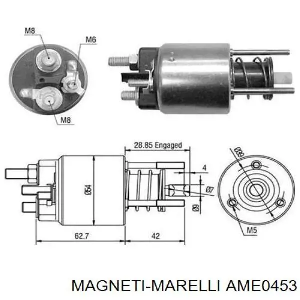 Втягивающее реле стартера AME0453 Magneti Marelli