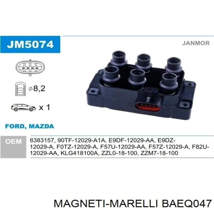 Bobina de encendido BAEQ047 Magneti Marelli
