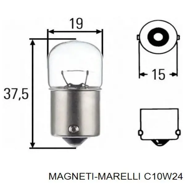 C10W 24 Magneti Marelli лампочка плафона освещения салона/кабины