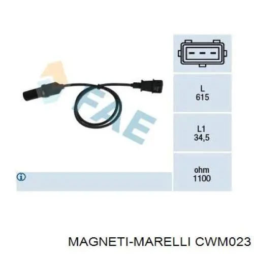 Датчик положения (оборотов) коленвала Magneti Marelli CWM023