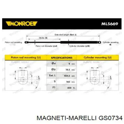 Купить GS0734 Magneti Marelli Амортизатор двери багажника