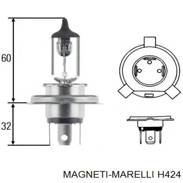 Галогенная автолампа Magneti Marelli H4 P43t 24V H424
