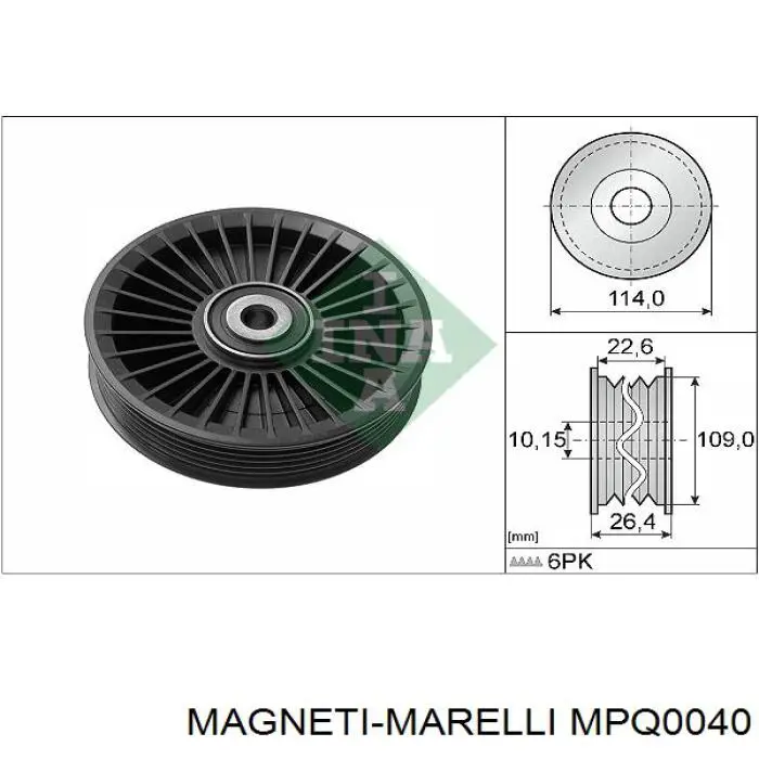 Паразитный ролик приводного ремня Magneti Marelli MPQ0040 цена, от 18.55 USD