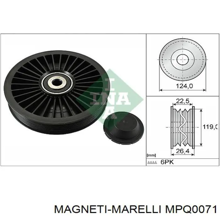 MPQ0071 Magneti Marelli Ролик приводного ремня, паразитный