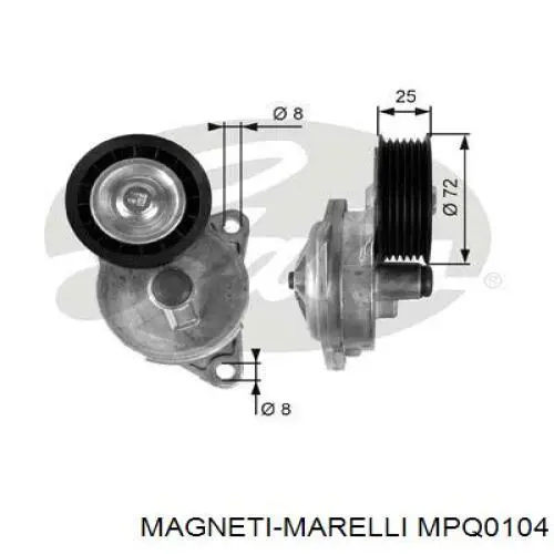 Ролик натягувача приводного ременя MPQ0104 Magneti Marelli