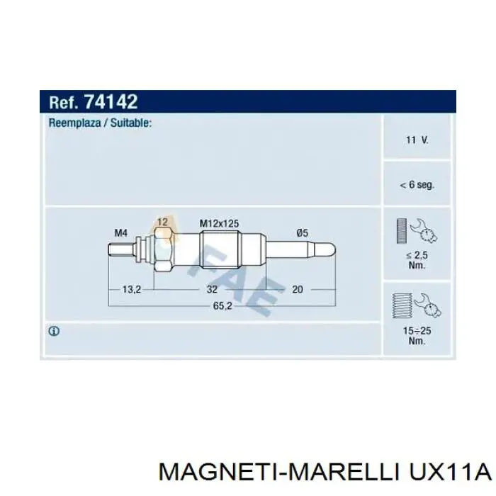 Свечи накала UX11A Magneti Marelli