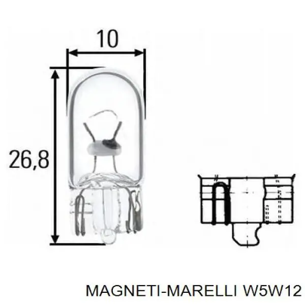Lámpara, luz interior/cabina W5W12 Magneti Marelli