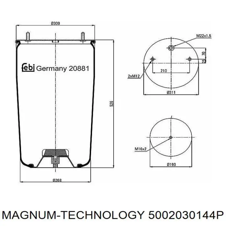 Пневморессора моста Blacktech RML95868C9
