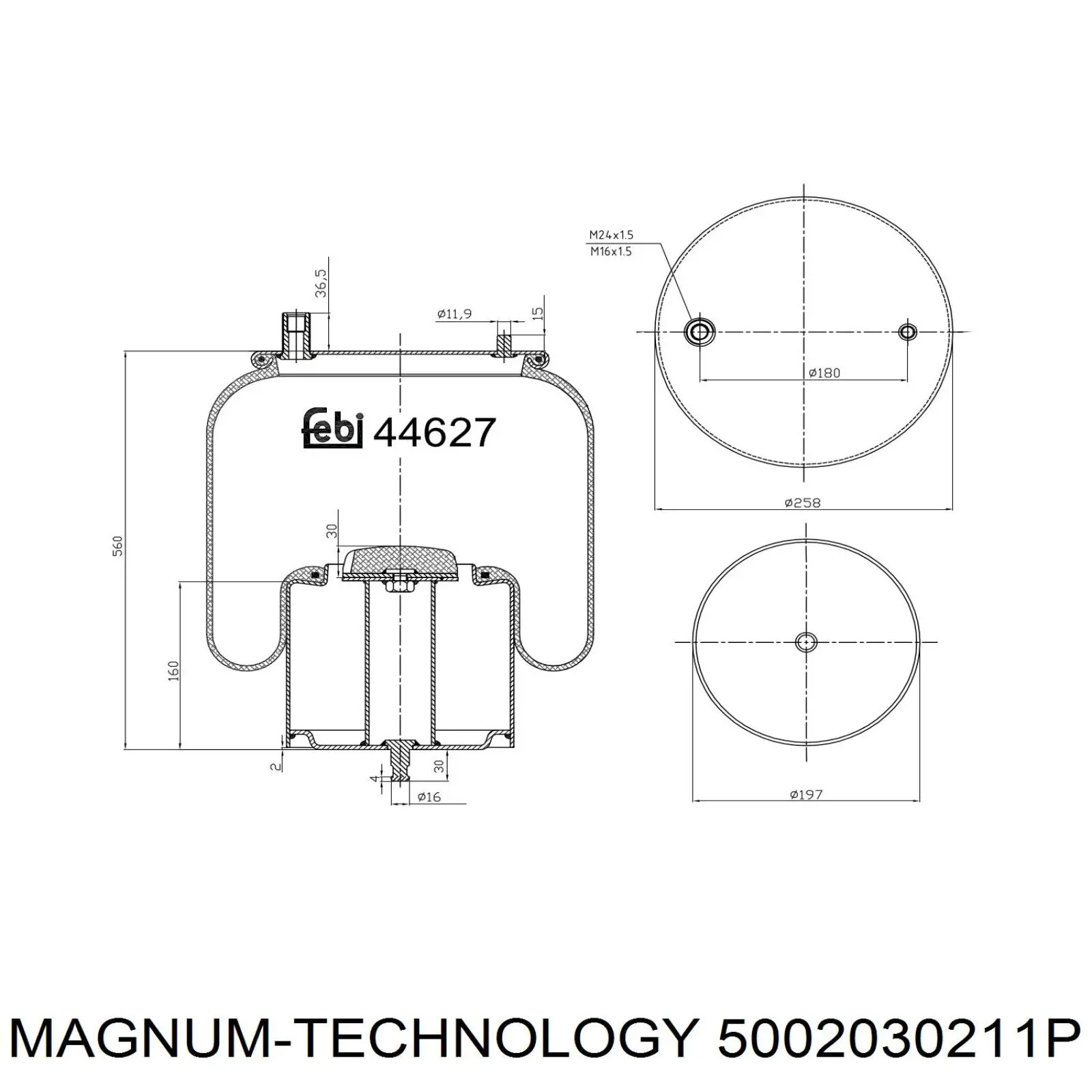 RML75020C Blacktech Пневмоподушка (пневморессора) моста переднего