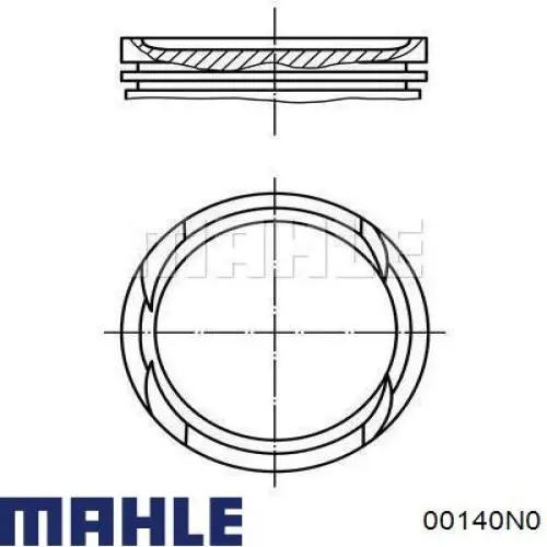 Комплект поршневых колец на 1 цилиндр, стандарт 00140N0 Mahle Original