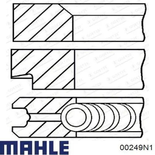 Juego de aros de pistón para 1 cilindro, cota de reparación +0,25 mm 00249N1 Mahle Original