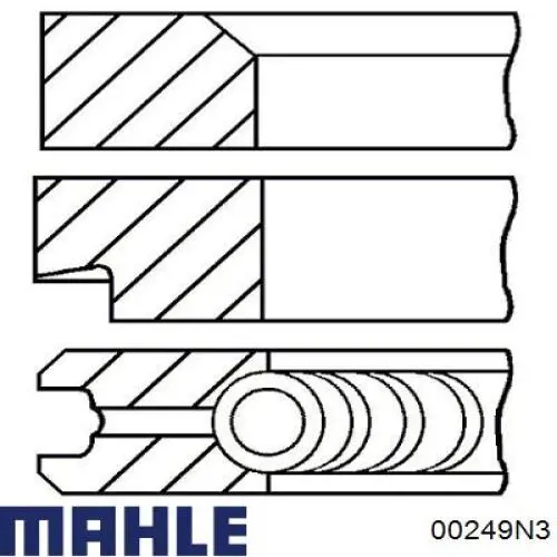 Кольца поршневые на 1 цилиндр, 2-й ремонт (+0,65) Mahle Original 00249N3