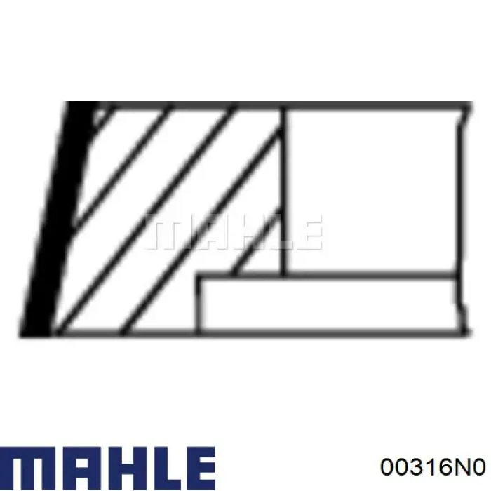 Комплект поршневых колец на 1 цилиндр, стандарт 00316N0 Mahle Original