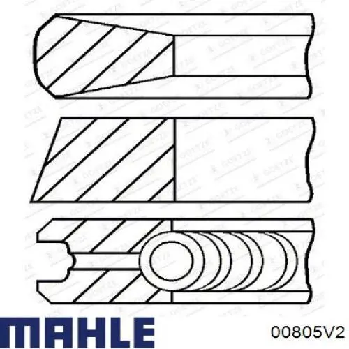 Кольца поршневые комплект на мотор, 2-й ремонт (+0,50) 00805V2 Mahle Original