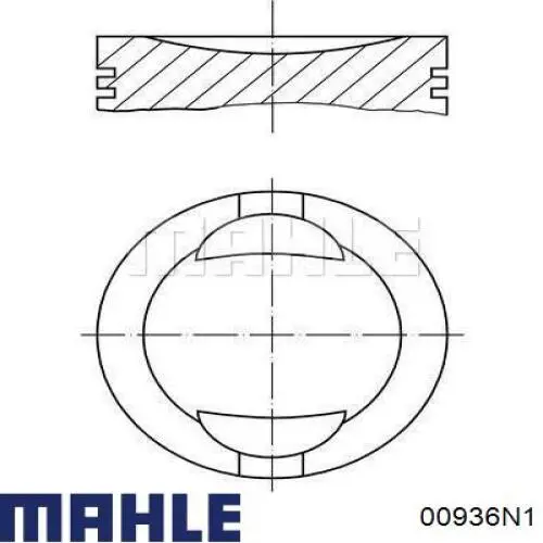Кольца поршневые на 1 цилиндр, 2-й ремонт (+0,50) MAHLE 00936N1