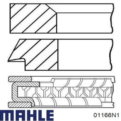 Комплект поршневых колец на 1 цилиндр, 2-й ремонт (+0,50) 01166N1 Mahle Original
