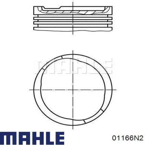Кольца поршневые на 1 цилиндр, 4-й ремонт (+1,00) Mahle Original 01166N2