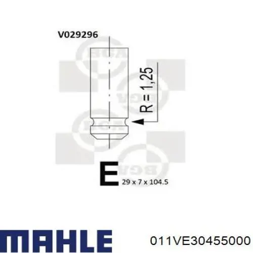 011VE30455000 Mahle Original клапан впускной