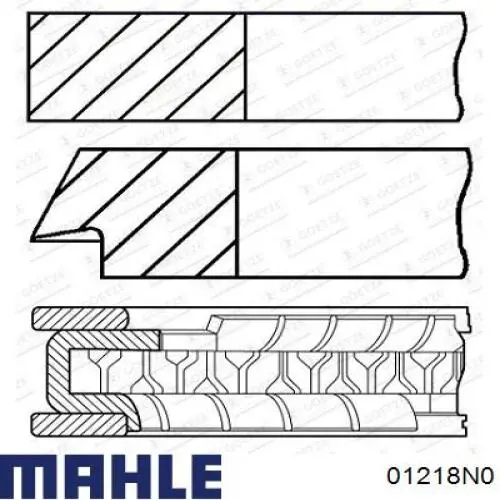 Комплект поршневых колец на 1 цилиндр, стандарт 01218N0 Mahle Original