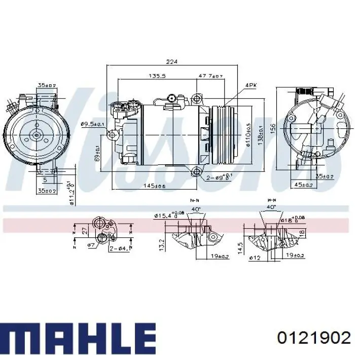 0121902 Mahle Original Поршень (комплект на мотор), 1-й ремонт (+0,25)