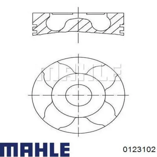 Поршень в комплекте на 1 цилиндр, 2-й ремонт (+0,50) Mahle Original 0123102 цена, от 90.97 USD