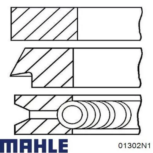 Комплект поршневых колец на 1 цилиндр, 2-й ремонт (+0,50) 01302N1 Mahle Original