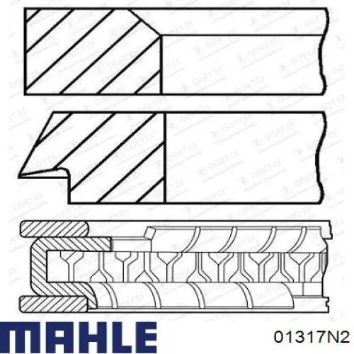 Juego de aros de pistón para 1 cilindro, cota de reparación +0,50 mm 01317N2 Mahle Original