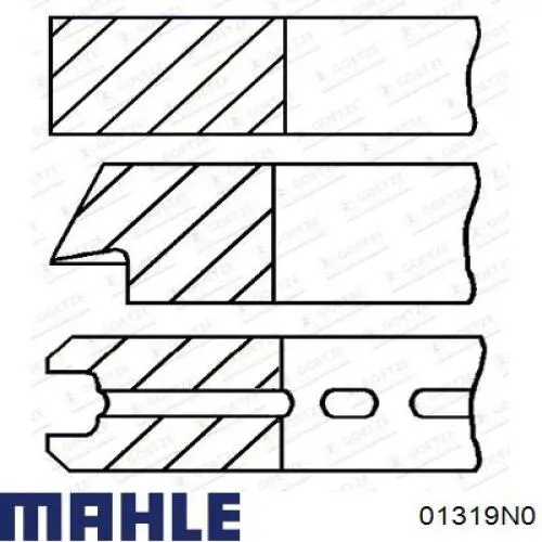 Комплект поршневых колец на 1 цилиндр, стандарт 01319N0 Mahle Original