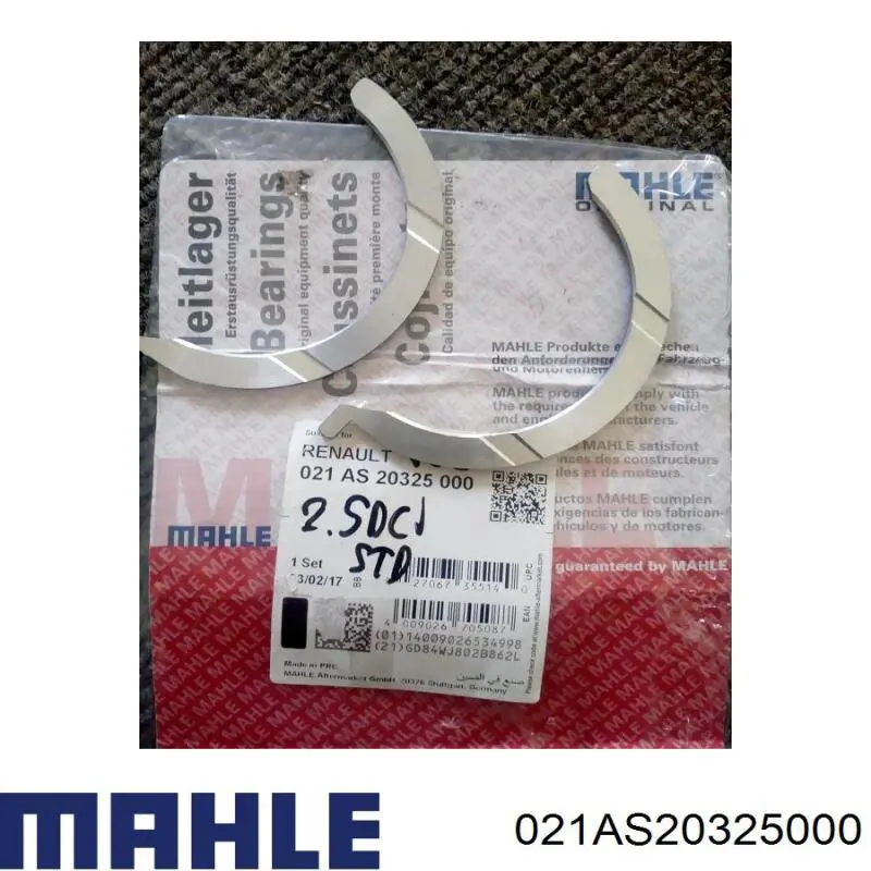 021AS20325000 Mahle Original Полумесяц полукольцо упорное разбега коленвала
