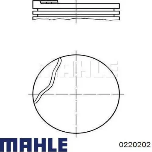 0220202 Mahle Original Поршень в комплекте на 1 цилиндр, 4-й ремонт (+1,00)