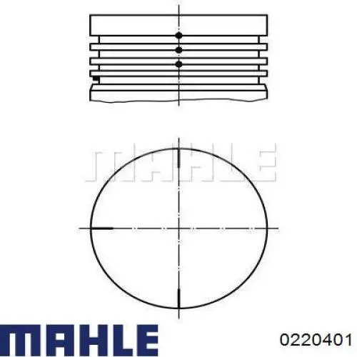 0220401 Mahle Original поршень в комплекте на 1 цилиндр, 2-й ремонт (+0,50)