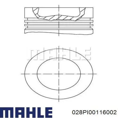 028 PI 00116 002 Mahle Original pistão do kit para 1 cilindro, 2ª reparação ( + 0,50)