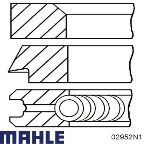 Кольца поршневые на 1 цилиндр, 2-й ремонт (+0,50) Mahle Original 02952N1