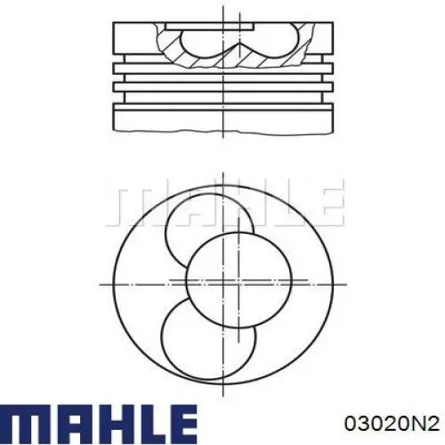 03020N2 Mahle Original Комплект поршневых колец на 1 цилиндр, 2-й ремонт (+0,50)
