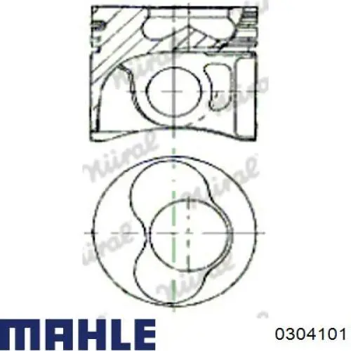 Поршень в комплекте на 1 цилиндр, 1-й ремонт (+0,25) 0304101 Mahle Original