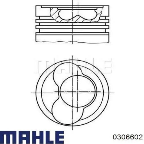 030 66 02 Knecht-Mahle поршень в комплекте на 1 цилиндр, 2-й ремонт (+0,50)