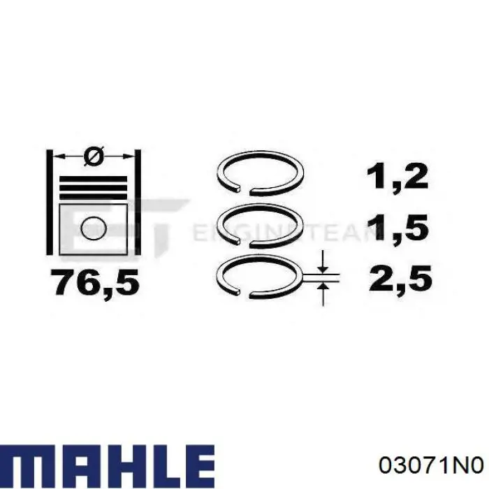 030 71 n0 Mahle Original кольца поршневые на 1 цилиндр, std.