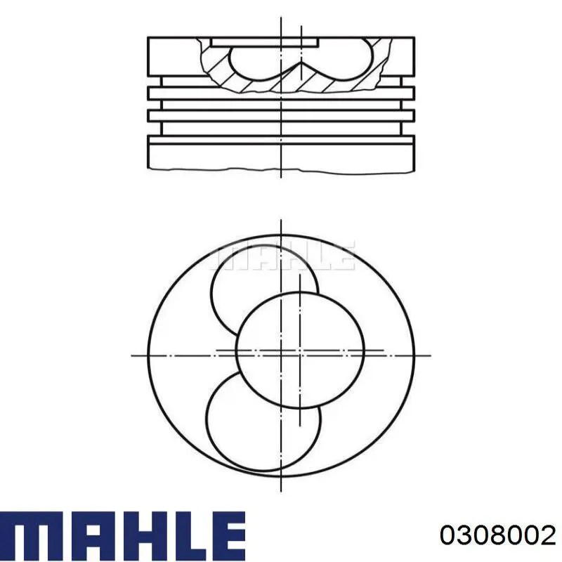 0308002 Mahle Original поршень в комплекте на 1 цилиндр, 2-й ремонт (+0,50)