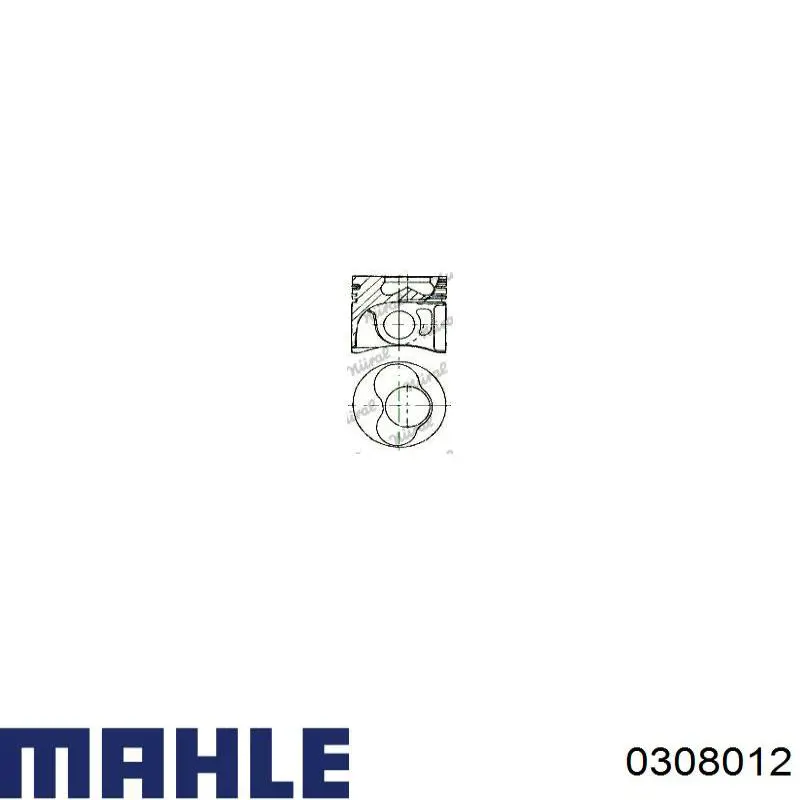 0308012 Mahle Original поршень в комплекте на 1 цилиндр, 2-й ремонт (+0,50)