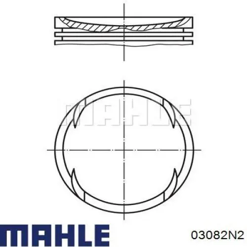 03082N2 Mahle Original Комплект поршневых колец на 1 цилиндр, 2-й ремонт (+0,50)