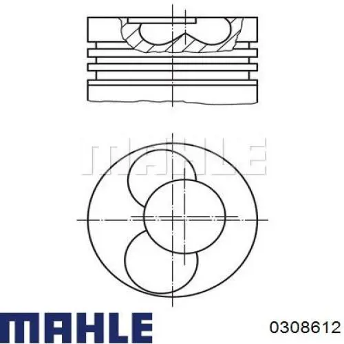 Поршень в комплекте на 1 цилиндр, 2-й ремонт (+0,50) Mahle Original 0308612