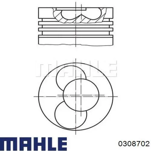 030 87 02 Mahle Original поршень в комплекте на 1 цилиндр, 2-й ремонт (+0,50)