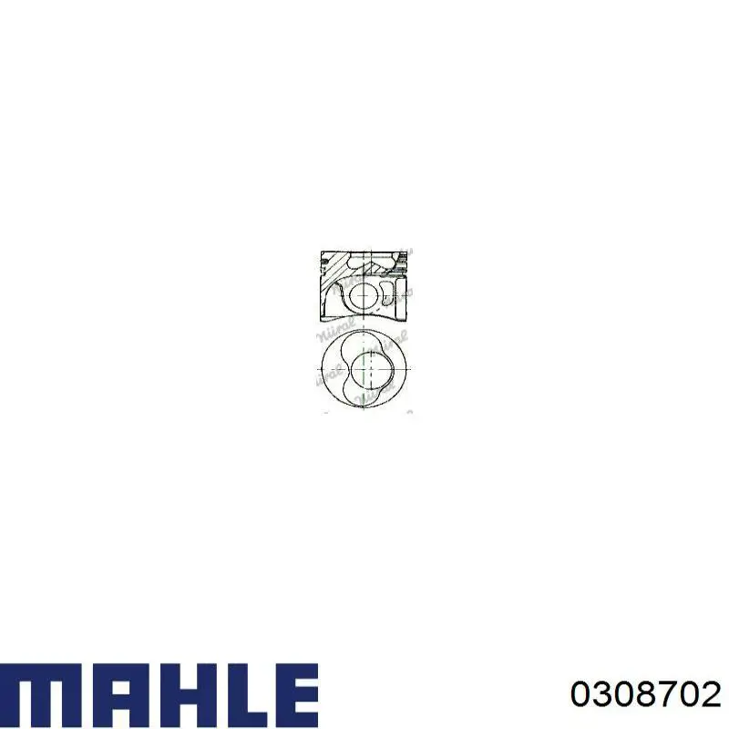 Поршень в комплекте на 1 цилиндр, 2-й ремонт (+0,50) Mahle Original 0308702 цена, от 101.22 USD