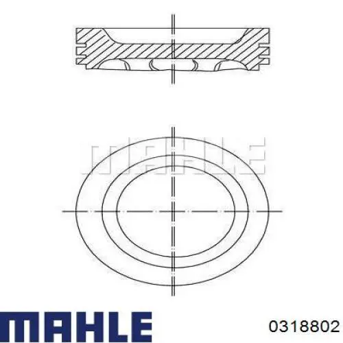 Поршень в комплекте на 1 цилиндр, 2-й ремонт (+0,50) MAHLE 0318802
